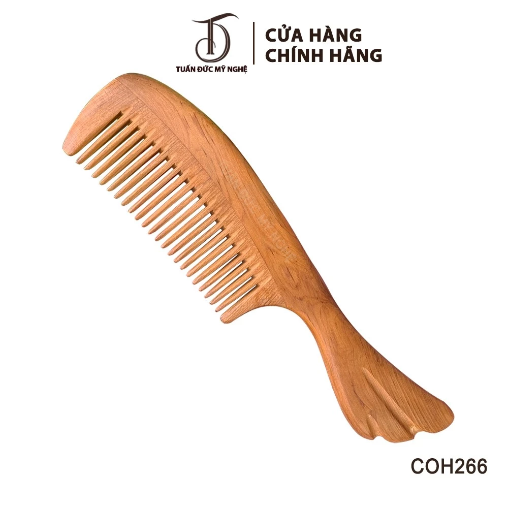 Lược Gỗ Thơm HAHANCO [COH266] Ghép Răng Dáng Đuôi Cá Size:M-16cm