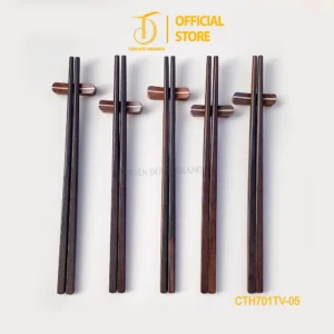 Combo 05 Đôi Đũa Gỗ Trắc Đầu Vuông Trơn Tự Nhiên Cao Cấp HAHANCO [CTH701TV-05] An Toàn Dễ Sử Dụng